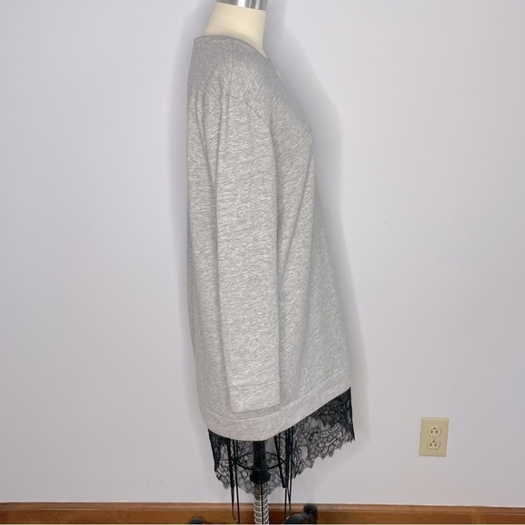 BCBGMAXAZRIA Gray Sweatshirt Dress with Lace Hemline- Size Medium - Picture 8 of 12